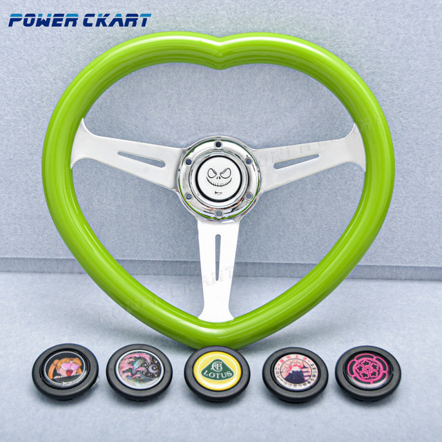 14inch JDM Green Heart Shape Steering Wheel Car Universal Sport Steering  Wheel with Anime Horn Button - AliExpress